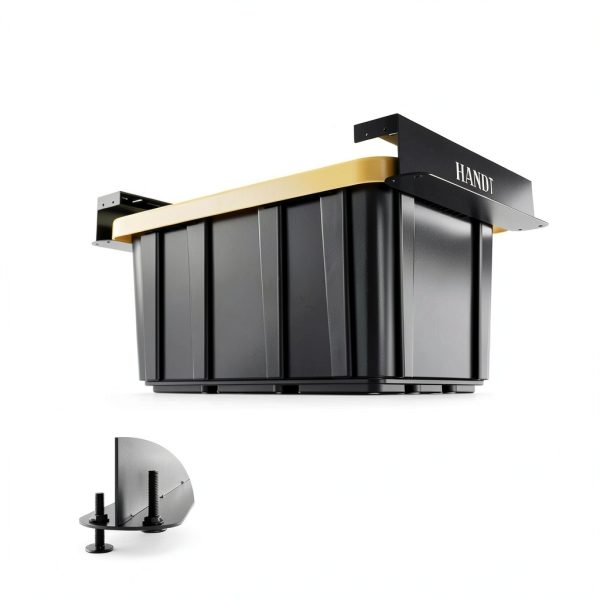 HANDT Overhead Garage Storage Rack, Connectable Heavy Duty Metal Ceiling Rails For Garage Storage Organization Shelving System, Hanging Racks For Tote Containers, Supports Up To 6 Bins, 4 Sets Black-6