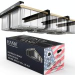 HANDT Overhead Garage Storage Rack, Connectable Heavy Duty Metal Ceiling Rails For Garage Storage Organization Shelving System, Hanging Racks For Tote Containers, Supports Up To 6 Bins, 4 Sets Black-0