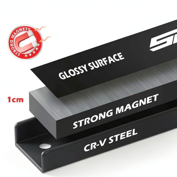 SEDY 7-Piece 12" Magnetic Tool Holder Storage Organizer, Garage Wall Mount Rack Organization Strip Power Magnet Organizers Mounted Workbench Board Slatwall Van Hanger-5