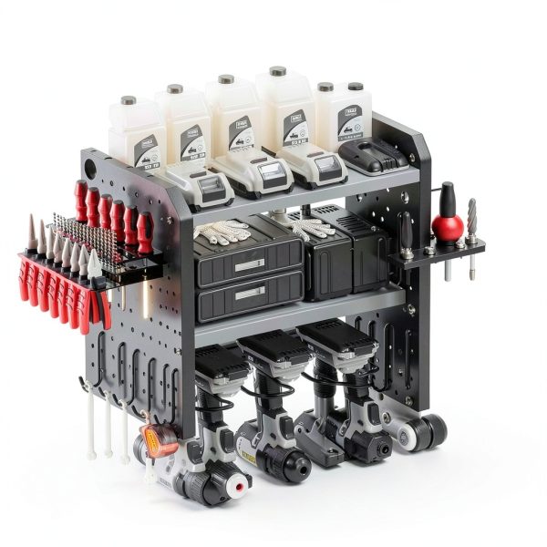 Power Tool Organizer KAFAHOM 8-Drill Wall Mount 2 Side Pegboards Red-1